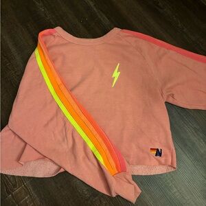Pink aviator nation cropped sweatshirt